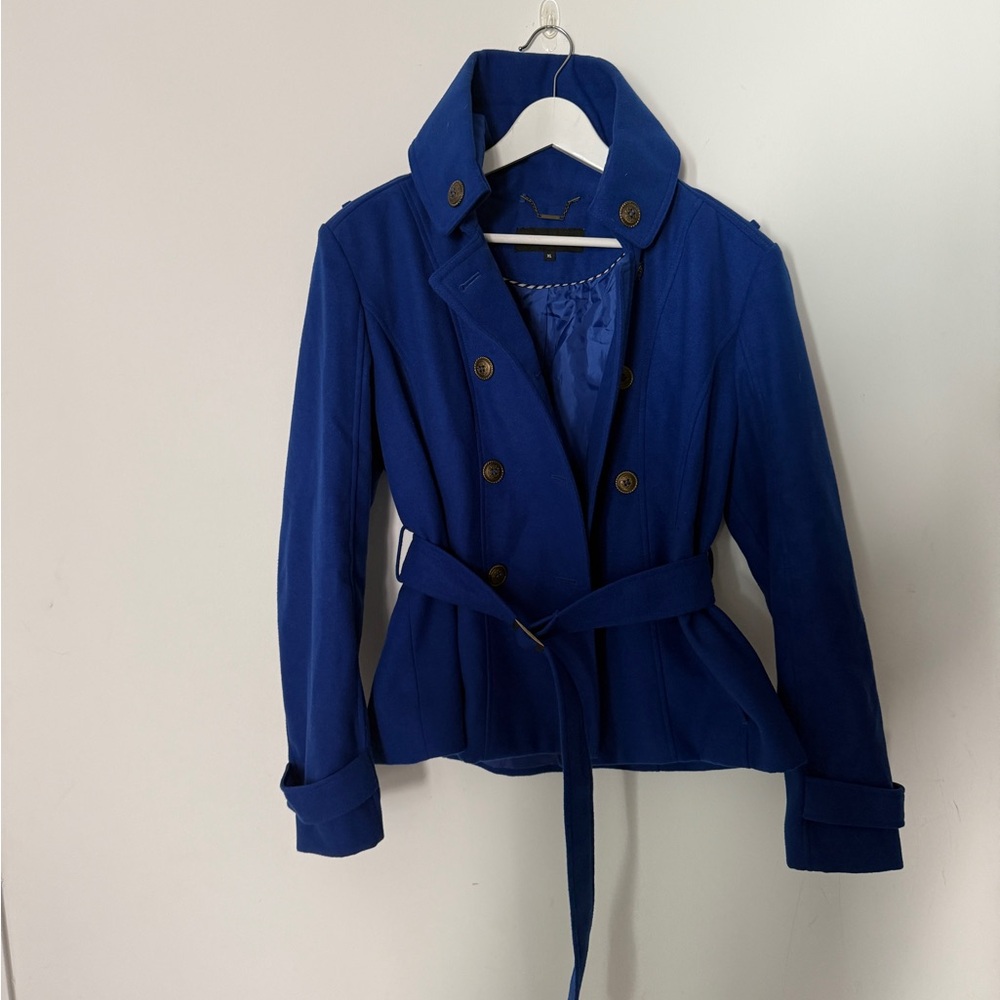Black Rivet Royal Blue Trench Coat